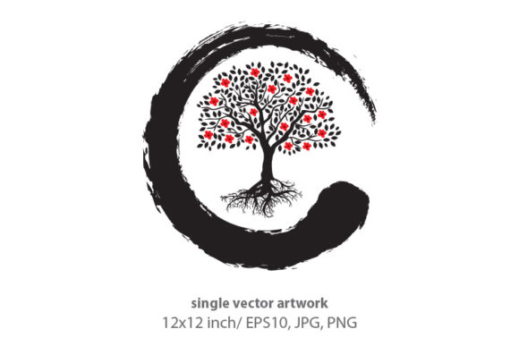 Blooming Tree Vector Art for Versatile Design Projects