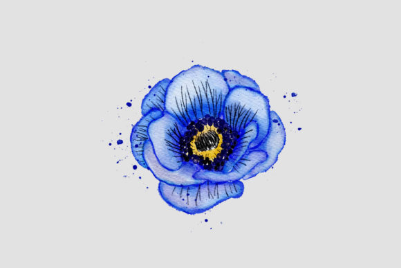 Blue Flower Watercolor PNG: Realistic Botanical Design