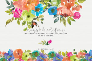 Designing with Orange and Cerulean Watercolor Florals: A Guide to Versatile Clipart Collections