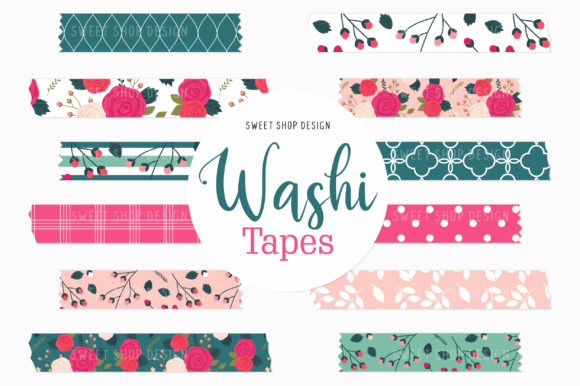 Digital Washi La Vie En Rose: Floral Planner Graphics