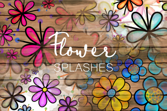 Elevating Digital Design with Hand-Drawn Doodle Flower Paint Splashes and Watercolor Elements