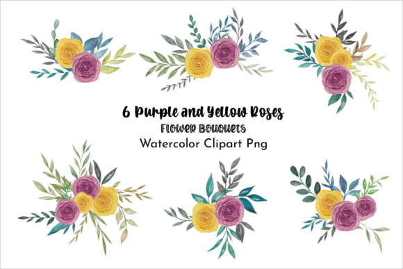 Handpainted Watercolor Roses Flower Bouquets for Crafts
