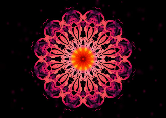 Kaleidoscope with Orange Centre: Elevating Visual Projects with Floral Indian Ornamentation