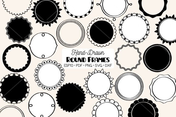 Round Frames Hand Drawn Circle Border Guide