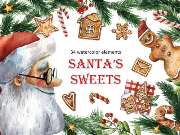 Santa’s Sweets: Strategic Application of Watercolor Assets for Holiday Design