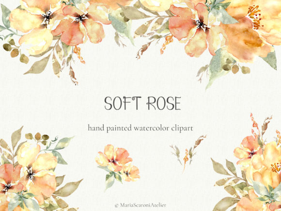 Soft Rose - Watercolor Flowers Clipart: Elevating Design with Hand-Painted Elegance