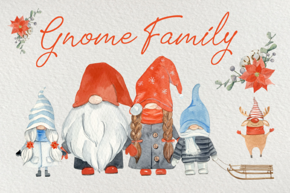 Strategic Application of the Gnome Family Watercolor Clip Art Set in Creative Projects