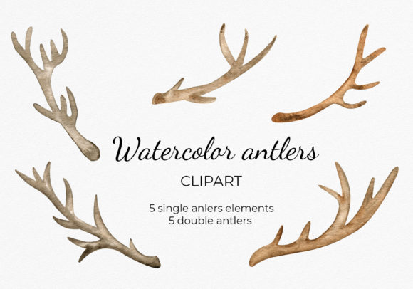 Watercolor Boho Deer Antlers Clipart Guide