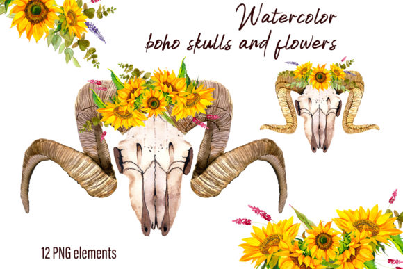 Watercolor Clipart Boho Skull and Flower: Strategic Asset Integration for Creative Projects
