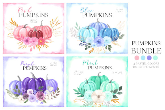 Watercolor Pastel Pumpkins Bundle for Creative Projects